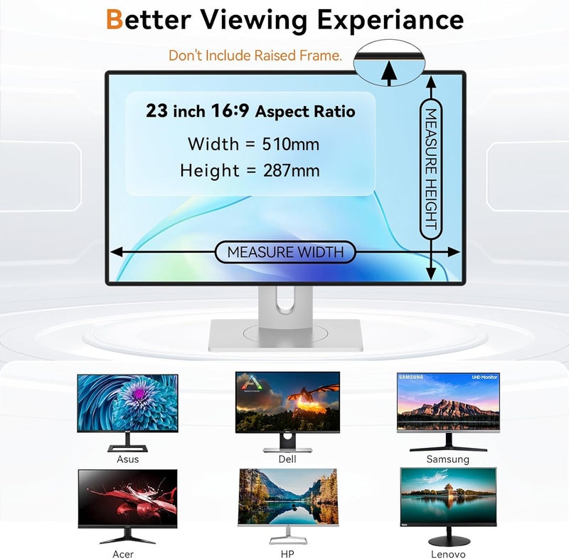 Mamol [2-Pack] 23 Inch Computer Blue Light Blocking Screen Protector for 16:9 Widescreen Monitor, Anti Glare Anti-UV Eye Protection Desktop PC LED Monitor Filter, Removable Anti-Scratch Screen Film 23in - Image 2